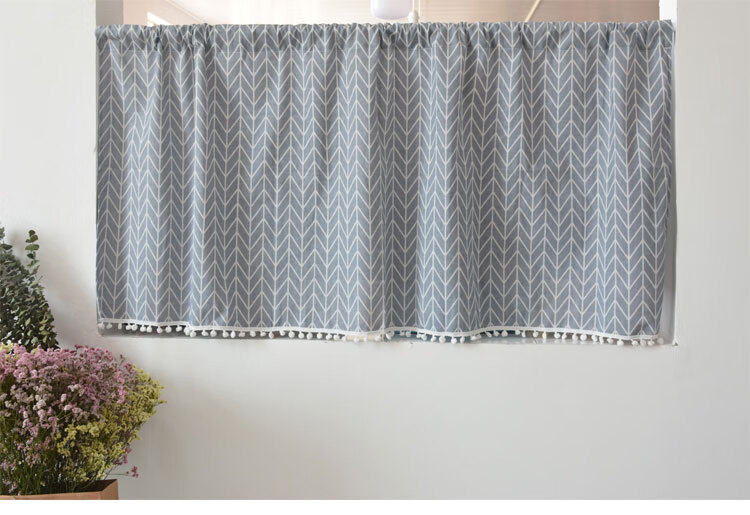 棉麻小窗帘短窗卧室小清新半遮光定制厨柜门帘书柜遮丑布帘不含杆粉花