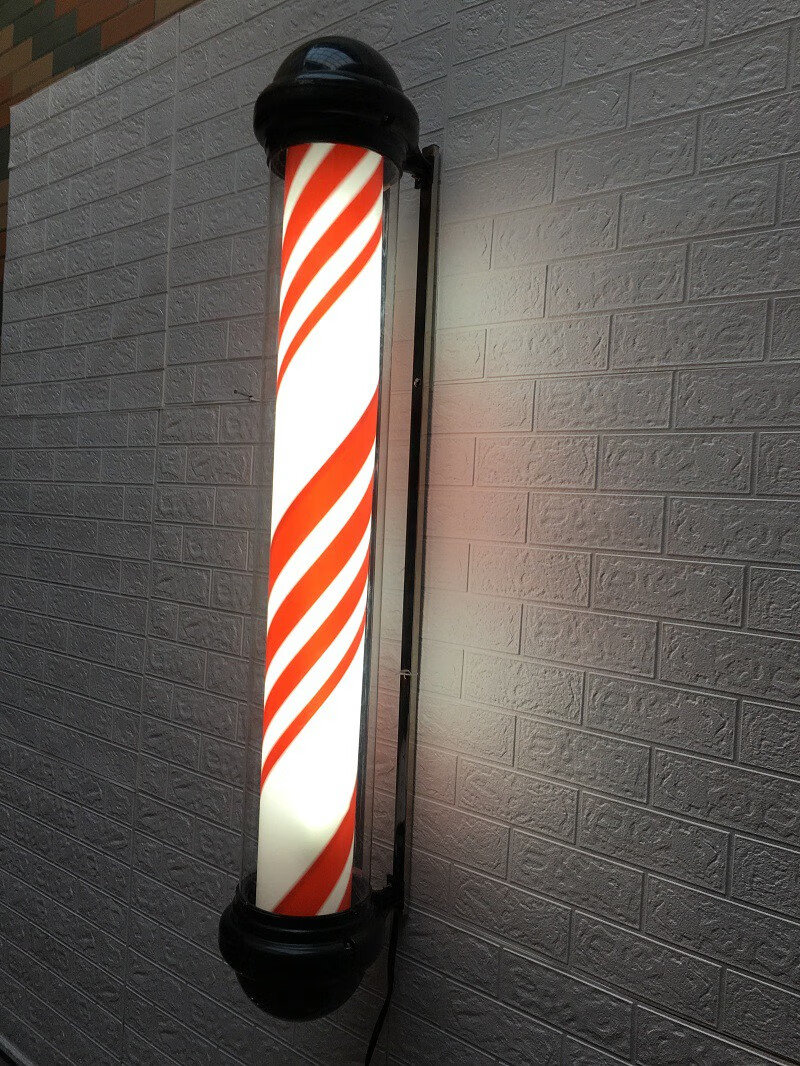 塑料挂墙发廊标志灯户外防水挂壁理发店灯箱炫彩100cm红白蓝官方标配