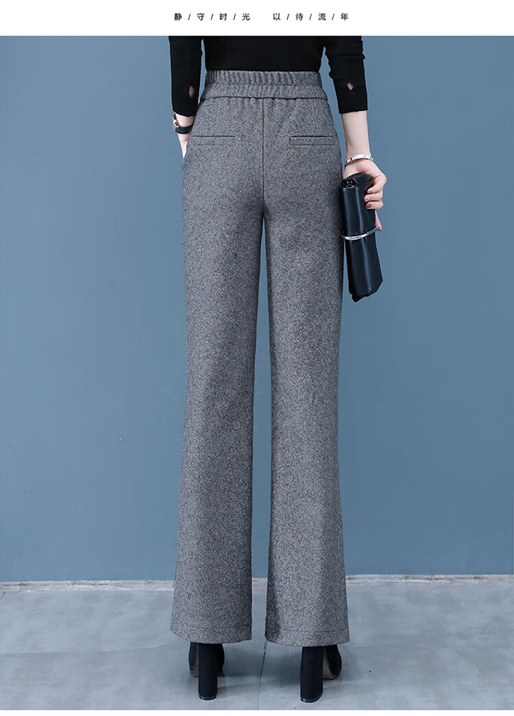 (新品推荐)毛呢裤子女秋冬新款高腰直筒裤呢子长裤厚修身显瘦坠感裤