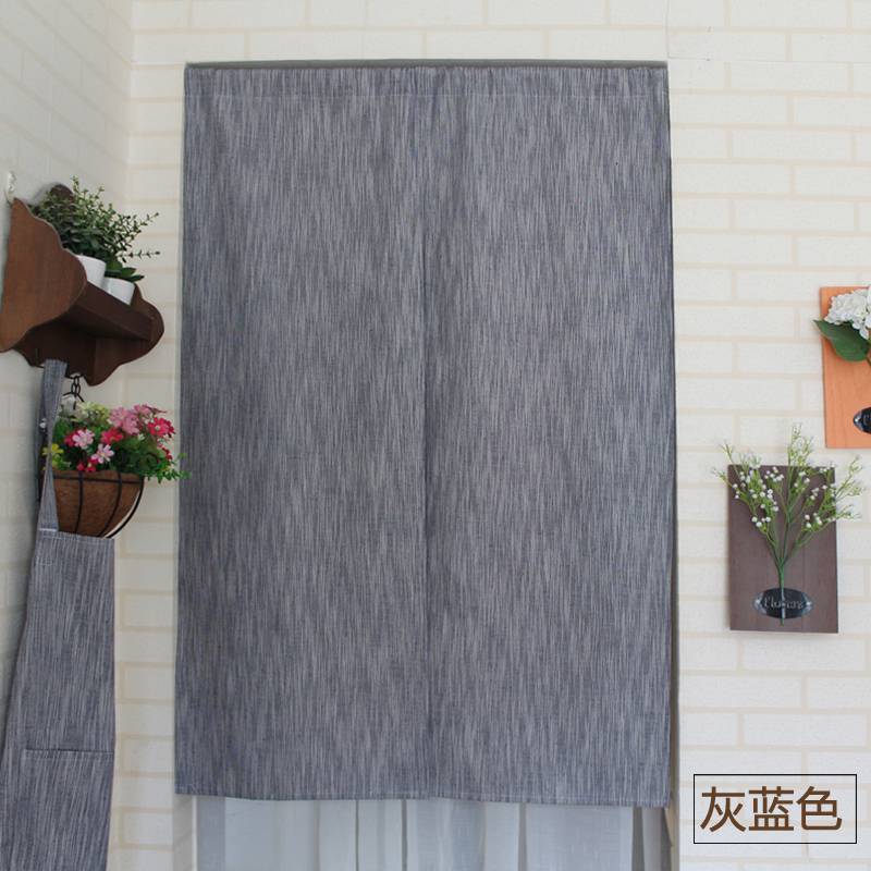 日式门帘麻布 简约日式风格免打孔门帘棉麻布艺半帘窗帘隔断帘子衣柜