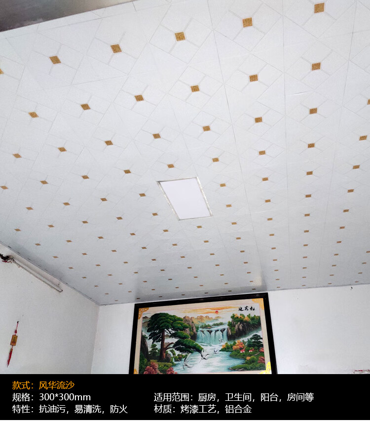 集成吊顶铝扣板300300厨房卫生间房间大厅铝扣板天花板吊顶自装秦时
