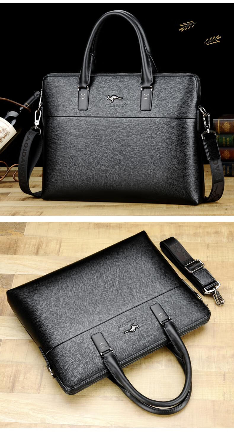 【奢侈品牌】袋鼠旗舰官方店正品真皮男包横款单肩包斜挎包休闲商务