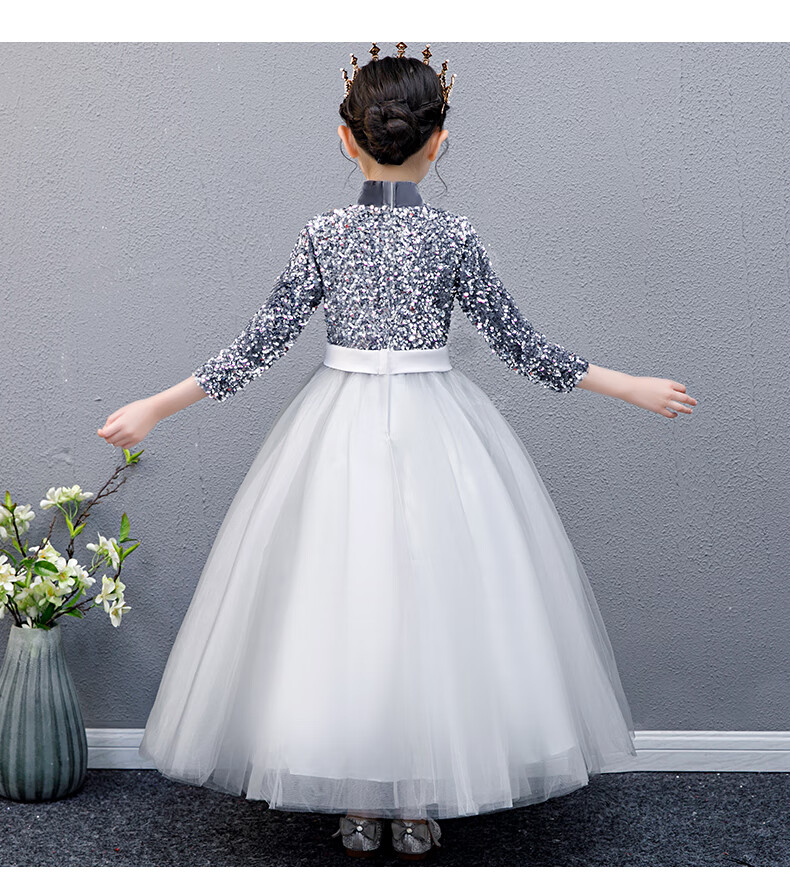 服装女童钢琴表演礼服冬天儿童走秀晚礼服裙公主裙女童钢琴演出服高端