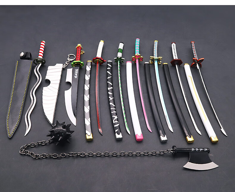 鬼灭之刃日轮刀金属 鬼灭之刃动漫日轮刀模型九柱礼盒套装风柱炎柱恋