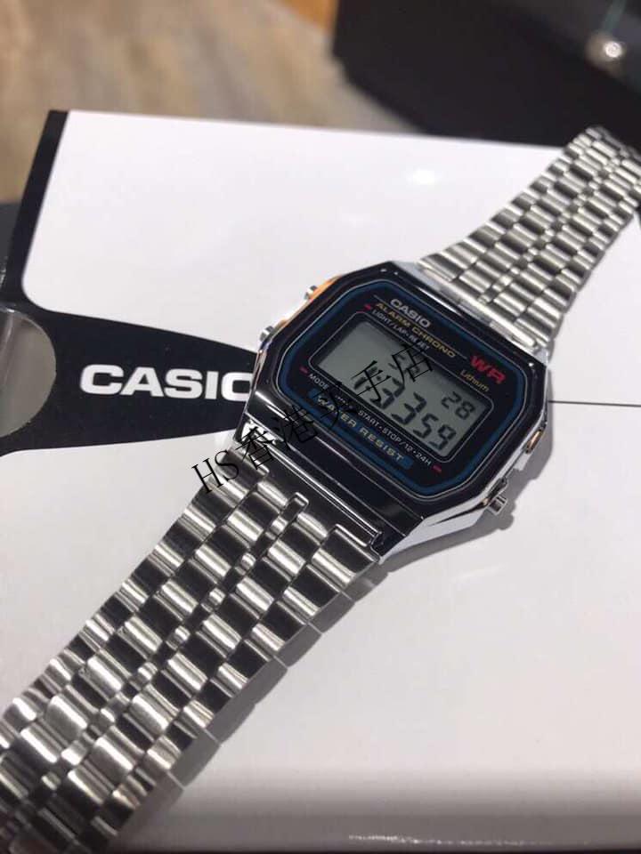 【日本制造】casio卡西欧手表男小银表复古方块电子表a159wa-n1df la