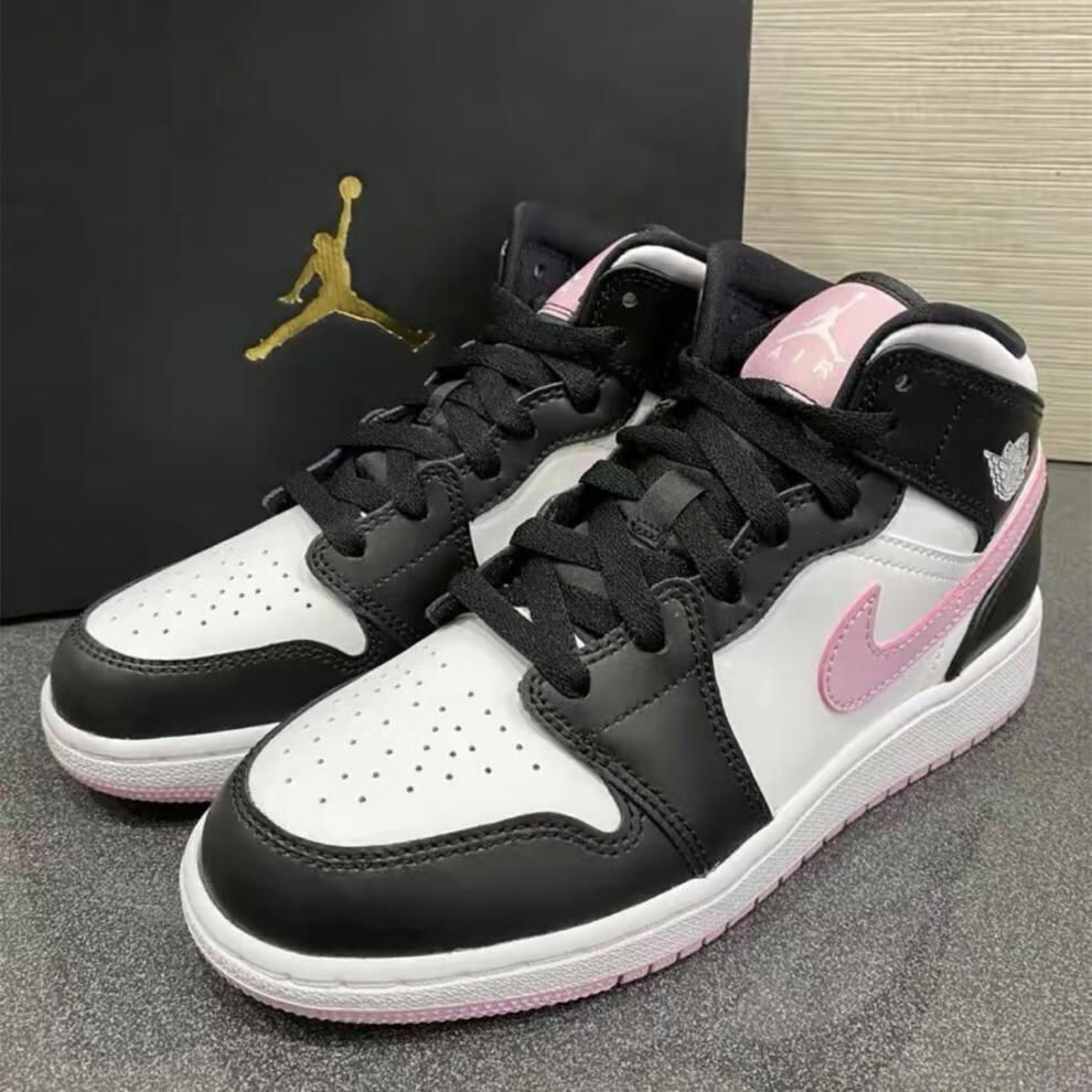 黑白粉 粉熊猫公司级aj中帮篮球鞋女生潮流百搭休闲鞋 aj1粉熊猫 36
