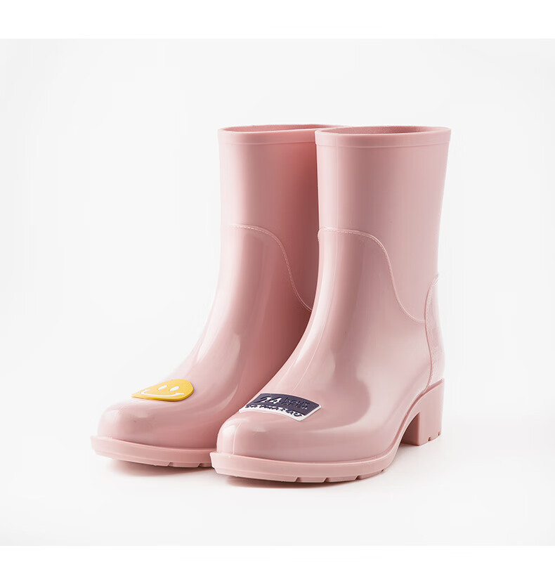 品牌秋冬上新笑脸日式雨鞋女时尚款外穿中筒水鞋韩国胶鞋可爱女士雨靴