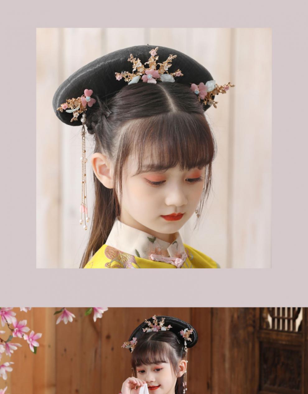 满族服装女儿童清朝格格服中国风公主秋冬装儿童汉服故宫廷演出服