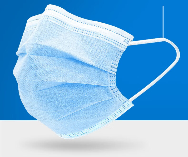 元然一次性使用医用口罩外科口罩带熔喷层防护蓝色三层成人男女通用