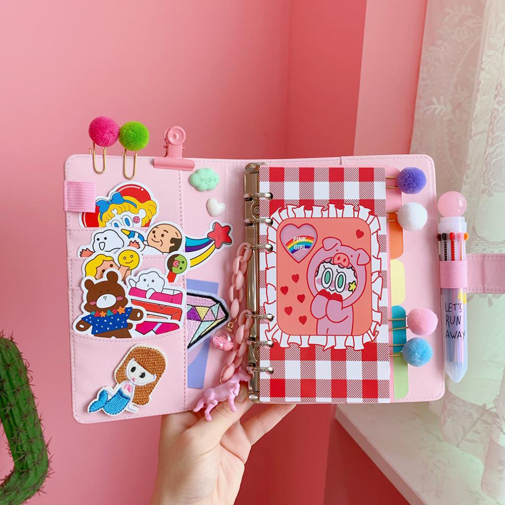 韩国网红ins粉色少女心活页手帐本ulzzang透明日记本笔记本简约计划本
