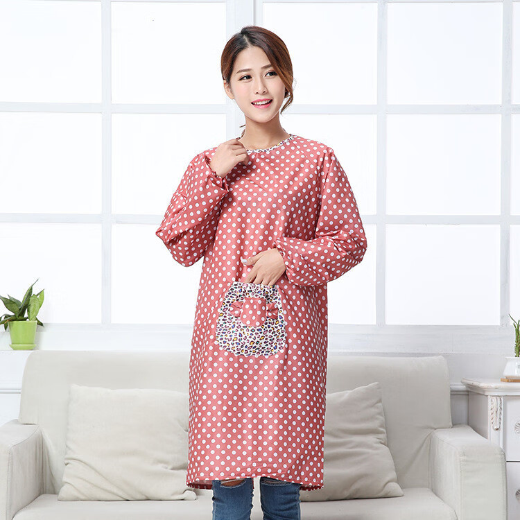 围裙厨房 家用长袖罩衣成人防水韩版时尚做饭围兜工作服围裙定制 长袖