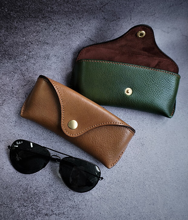 霜魄 雷朋太阳镜眼镜盒手工牛皮雷朋rayban抗压墨镜盒防压眼镜盒飞行