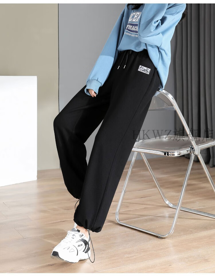 春天运动裤女时尚加长版加长款远动裤子少女春春装2022新款初中高中