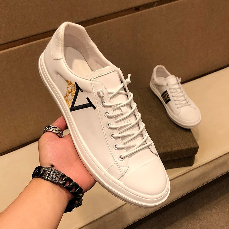 georgina goodman 休闲鞋男韩版小白鞋男轻便透气皮鞋男百搭黑色潮