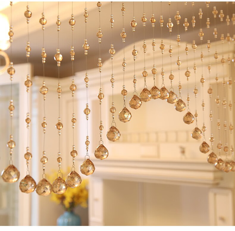 珠帘门帘 挂帘 水晶珠帘免打孔隔断帘客厅玄关过道门帘装饰珠子挂帘珠