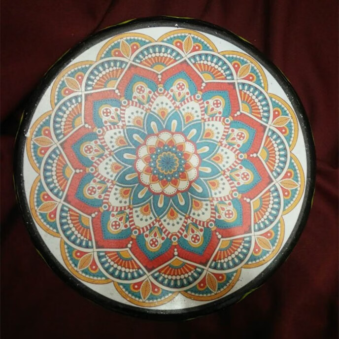 新疆民族特色花纹图案手鼓牛皮彩绘手鼓牛皮手鼓演出道具20,25厘米 25