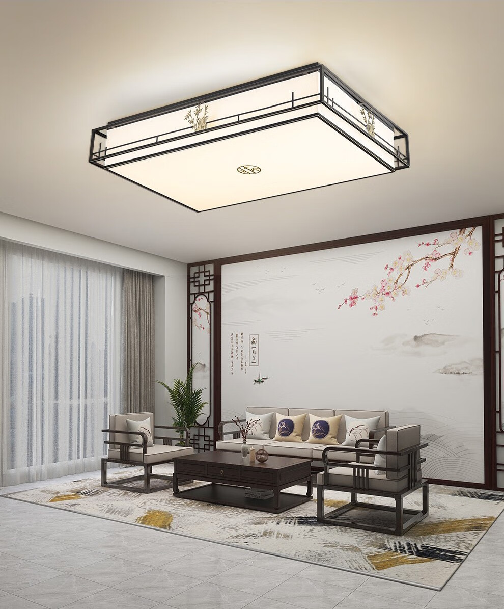 雷士照明 新中式吸顶灯led客厅灯古典竹韵卧室灯套装铁艺灯具 竹韵