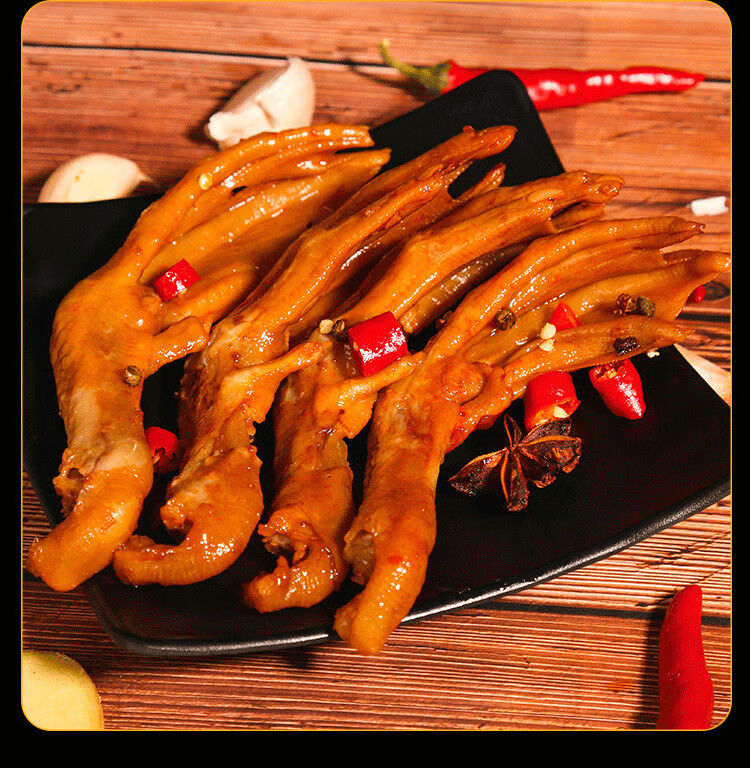 小吃鸭爪办公室零食鸭爪卤鸭掌香辣味卤香5只