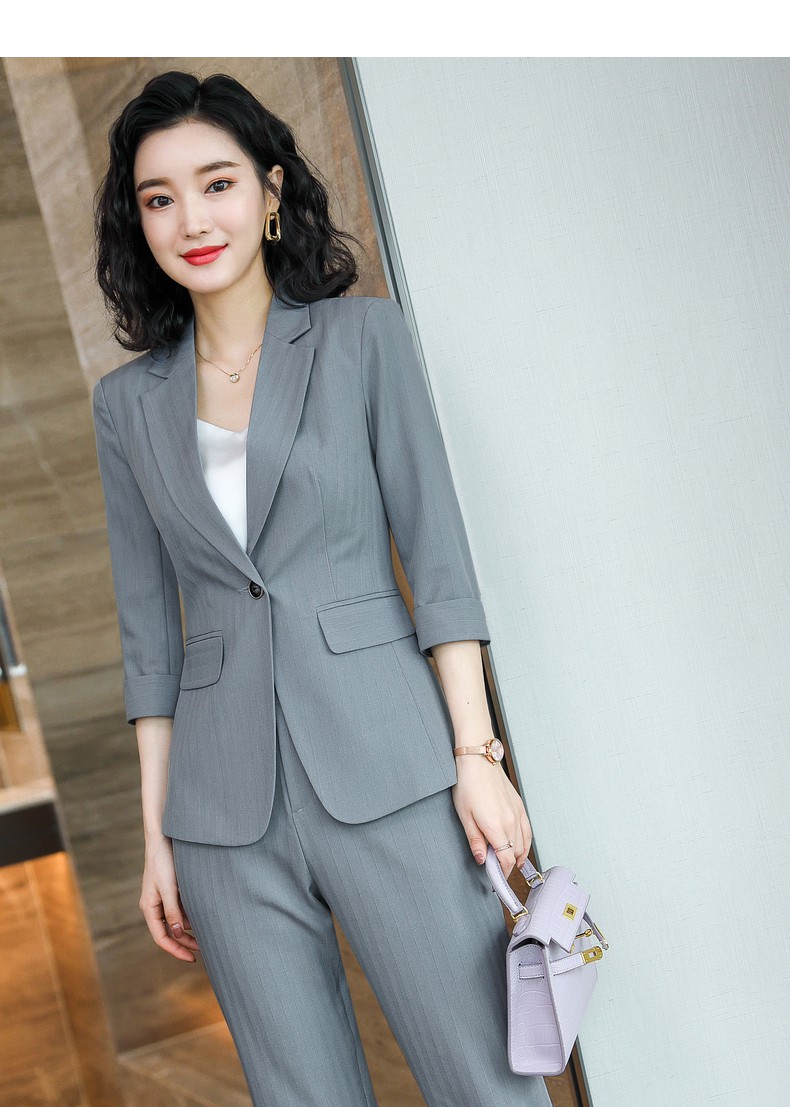 夏天短款小西装女套装外套气质修身中袖职业装夏季时尚个子休闲西服