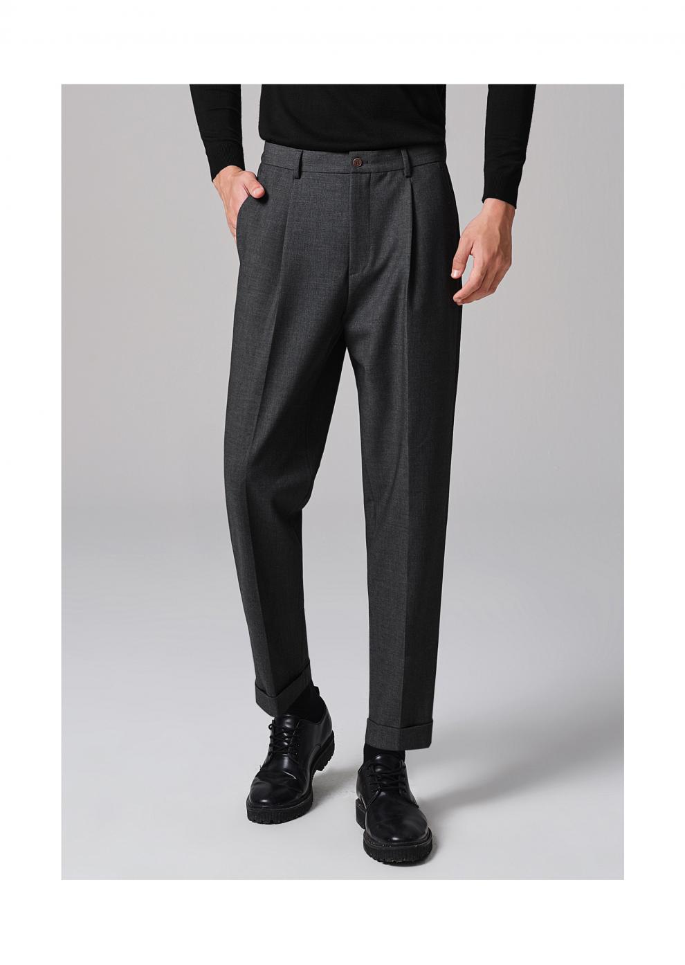 金利来2022秋冬新款男士西裤男时尚锥形九分商务休闲西装裤 95-藏蓝