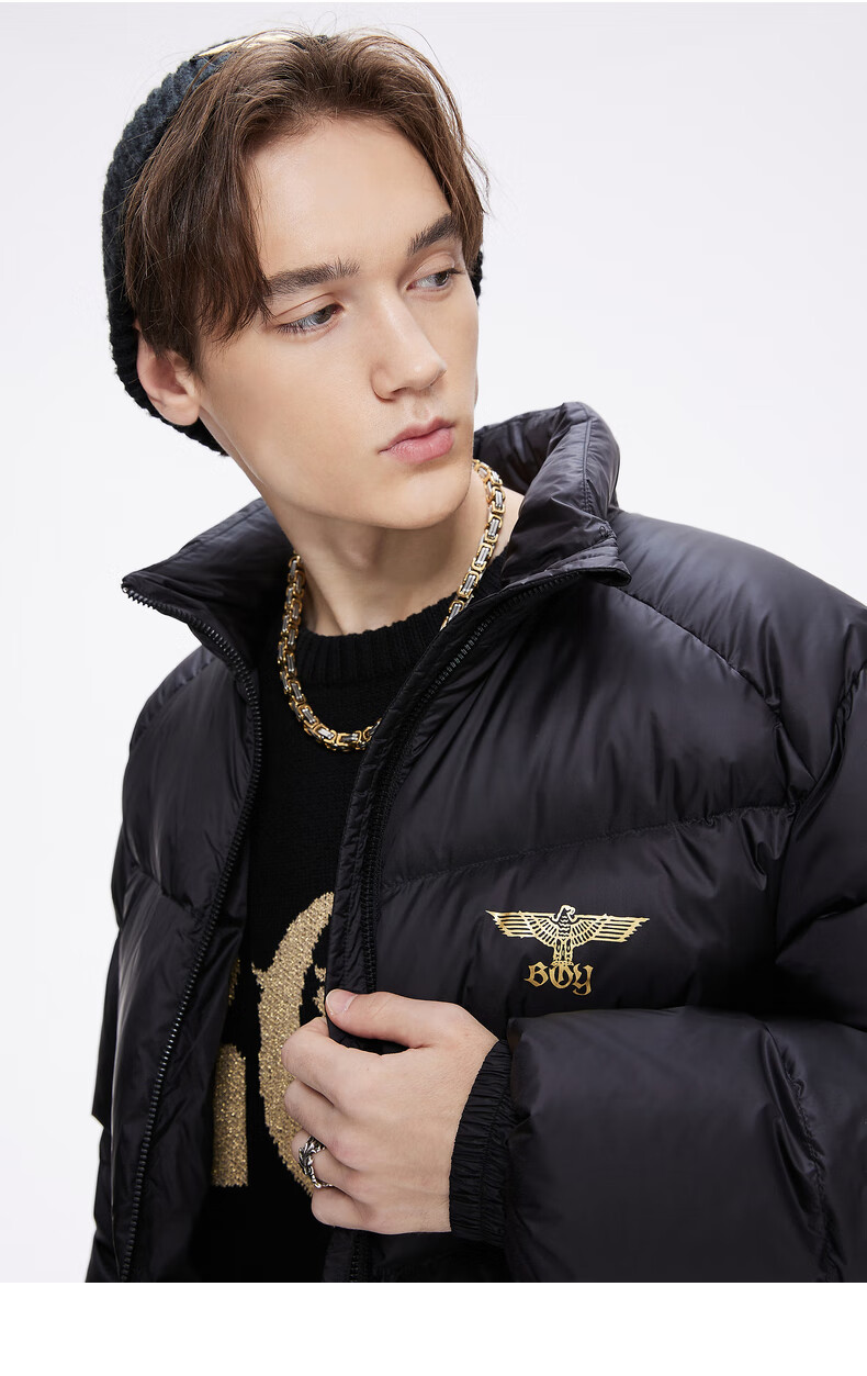 boylondon旗舰2021秋冬新款笔刷金色字母羽绒服男女羽绒