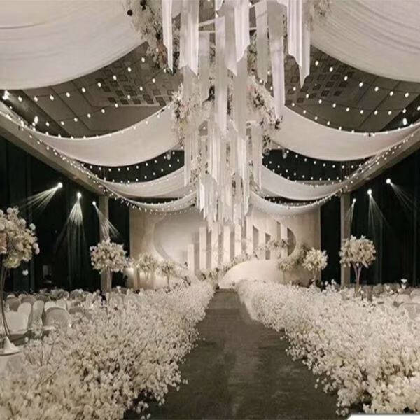 婚庆布幔 婚庆吊厚弹力布云顶纱冰丝布婚礼堂舞台吊顶装饰布幔酒顶部