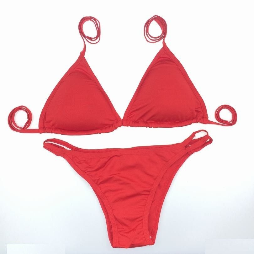 2021新款比基尼游泳衣性感三点式荧光色泳装女性感橙色sm8095斤