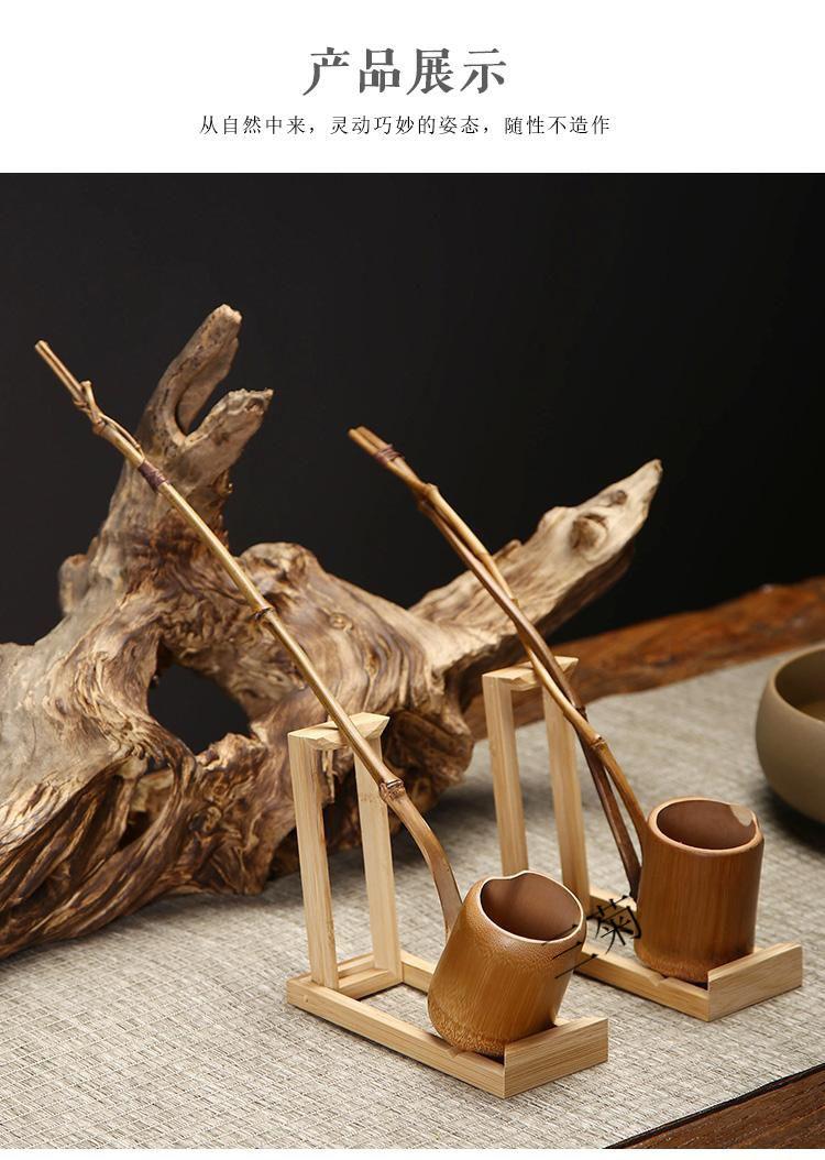 日式舀水勺长柄分茶勺竹制茶勺竹水瓢水勺竹茶具配件茶道零配煮茶 竹