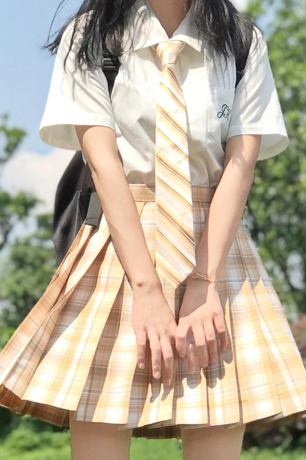 御茶家鹤秋原创jk制服格裙短短款早春季百褶半身裙现货45cm裙长xl