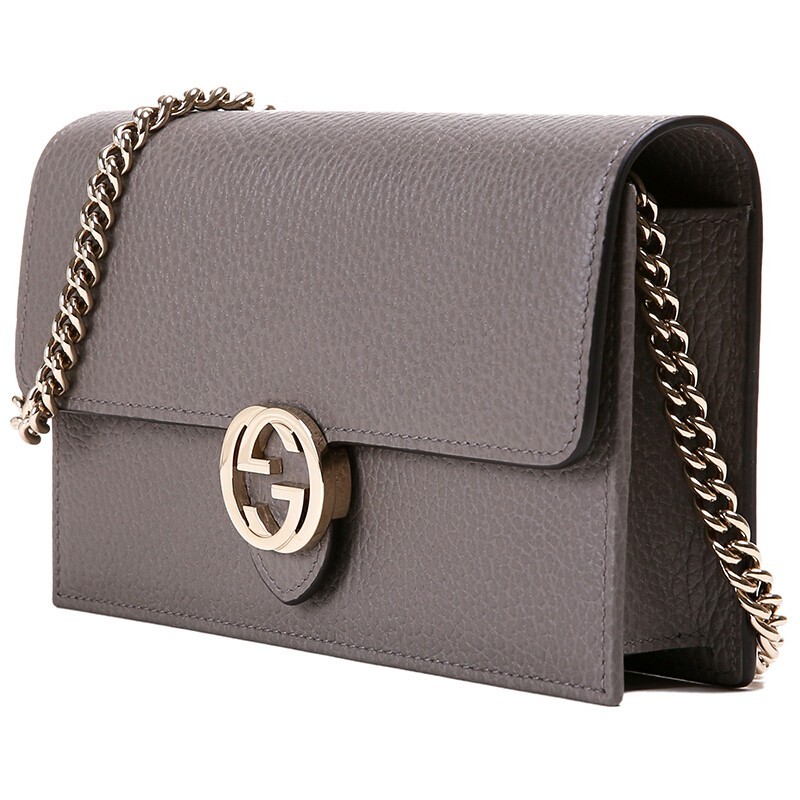 gucci古驰女小方包翻盖logo单肩斜挎链条包510314cao0g1226灰色