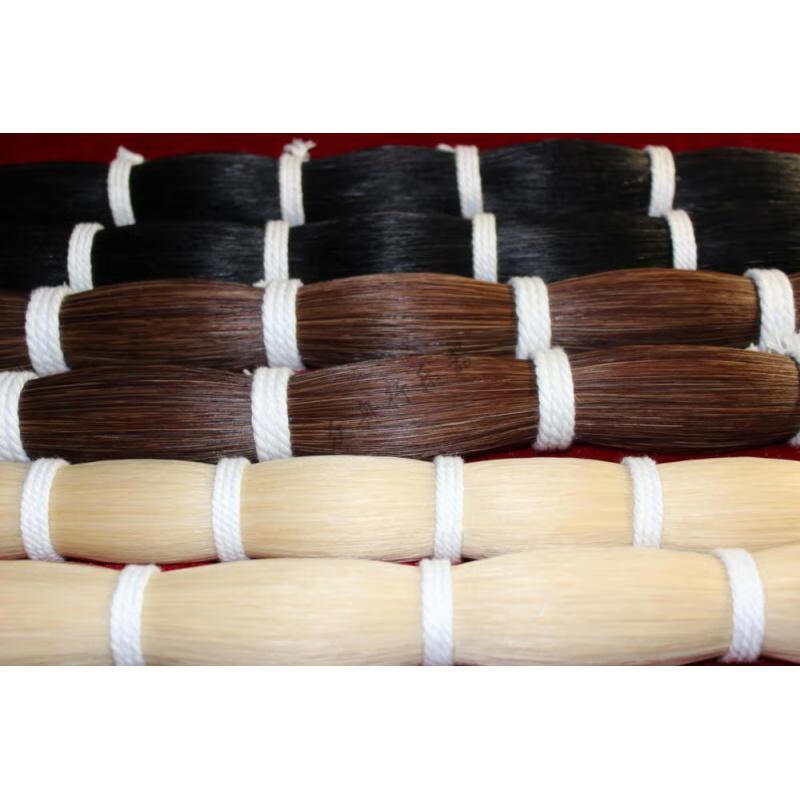 棕色马尾毛马尾巴毛小提琴弓毛编织鸟套材料8085厘米1两价格黑棕色