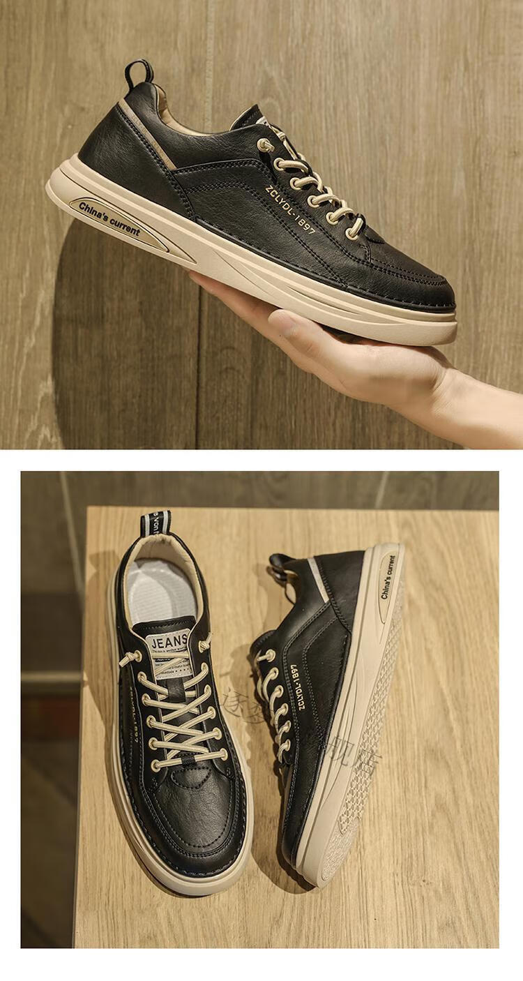 kft脚王男鞋2022秋季休闲运动皮鞋男韩版小白鞋板鞋 md-6310白色 42