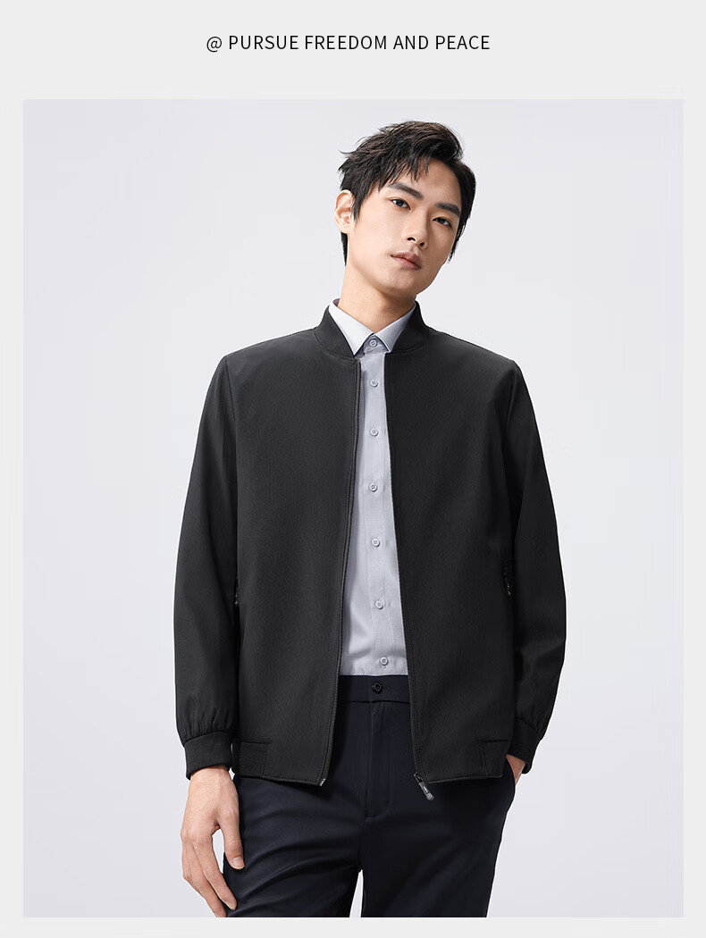 Yalu Jacket for Men, Spring 2026 Baseball Collar Loose Casual Dad Style Executive Coat Business Casual Middle-Aged Outerwear 14
