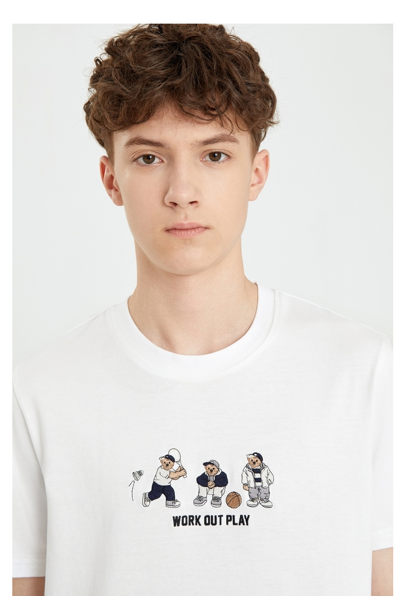 teenieweenie小熊男装简约休闲帅气男士短袖2021年夏季新款t恤 白色