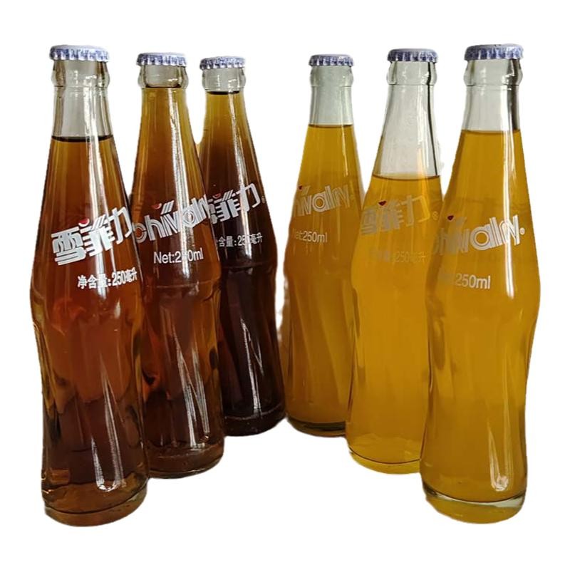fghgf齐齐哈尔汽水玻璃瓶菠萝味橙味饮料老式大香槟250l6瓶 菠萝3瓶