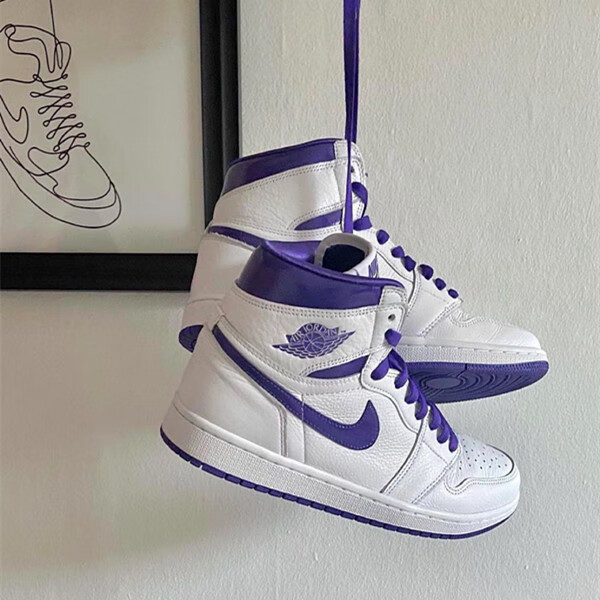 官方自营【捡漏价】aj1 og court purple 紫葡萄 休闲运动篮球鞋 白紫