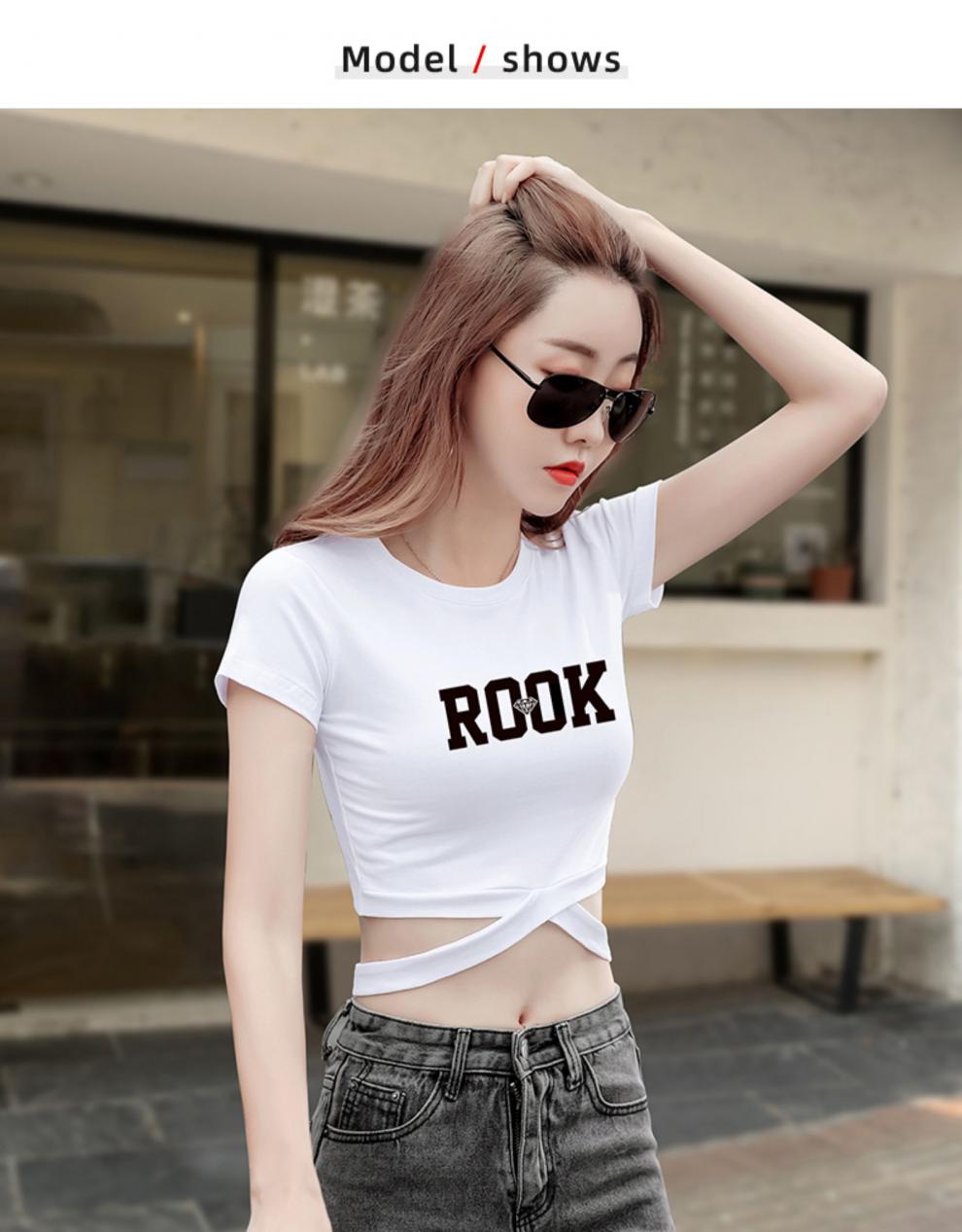 露脐短袖t恤女体桖衫短款上衣女小众设计感2021夏新款性感小心机高腰