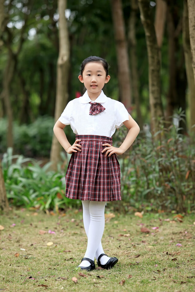 深圳市校服莎臣豹校服小学生女夏季衬衣制裙领花135cm