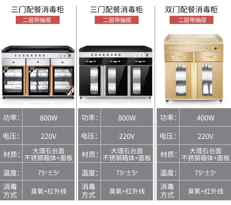 茶水消毒柜立式备餐柜商用酒店餐厅配餐柜大理石台面餐饮消毒碗柜单门