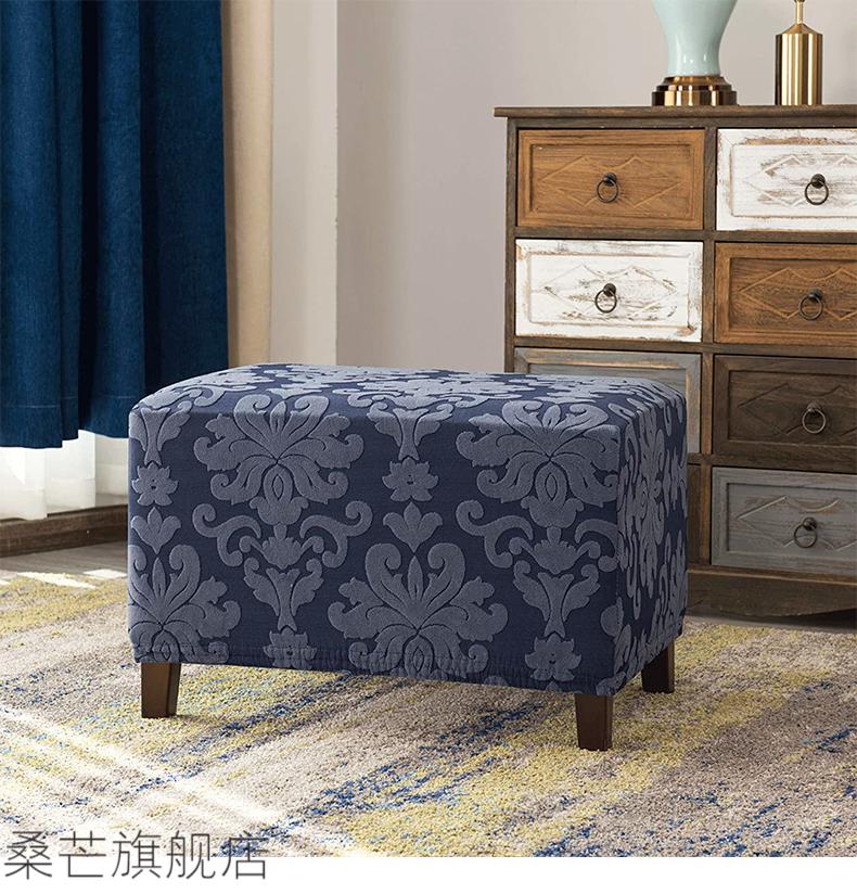 2022新款沙发脚踏凳套弹力针织提花美式脚踏凳套加厚包防滑可定做懒人