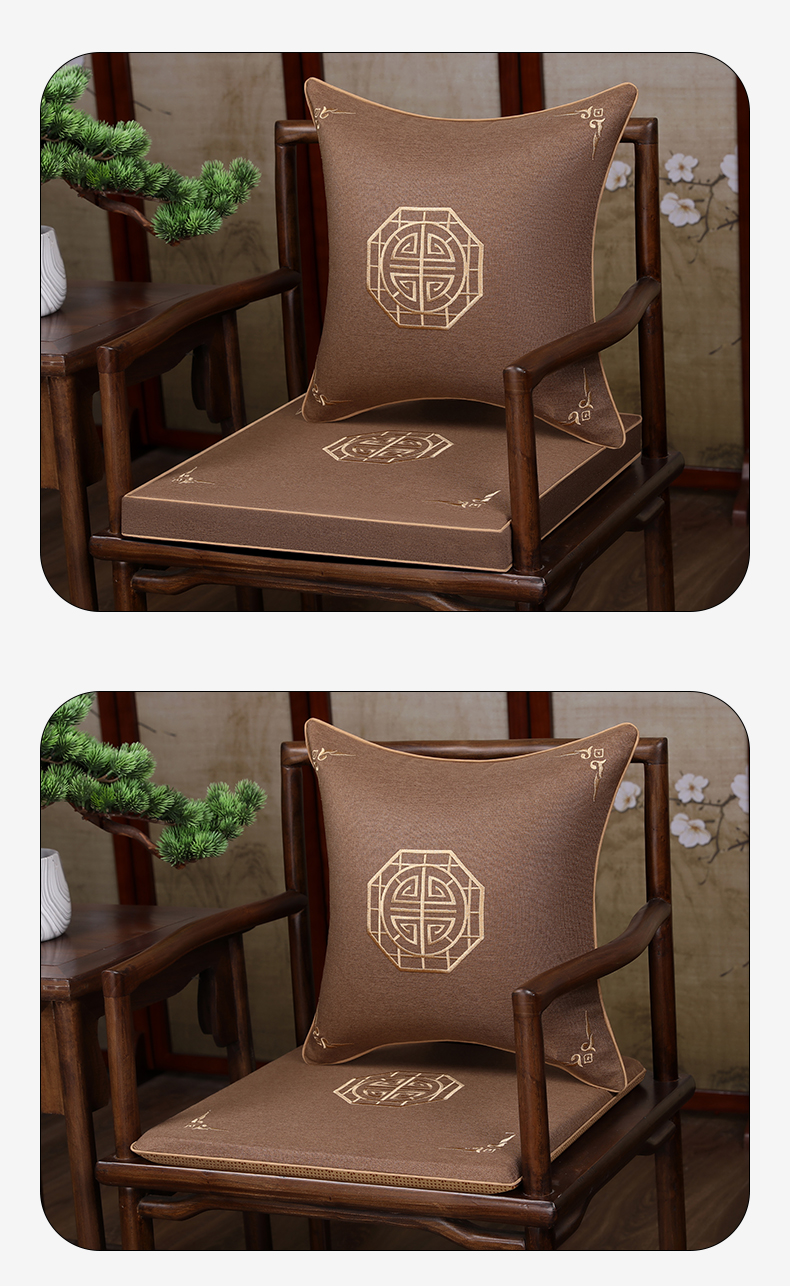 恒源祥秋冬新中式太师椅坐垫红木沙发椅子坐垫家用实木绣花棉麻餐椅
