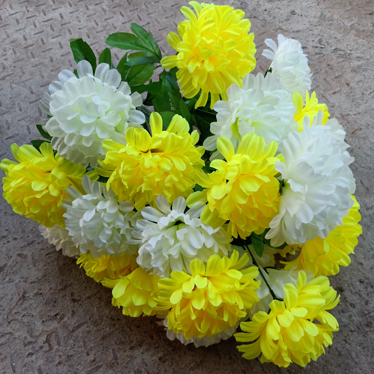 扫墓假花 新款清明花扫墓菊花高枝把花祭祀仿真花墓地摆放上坟假菊花
