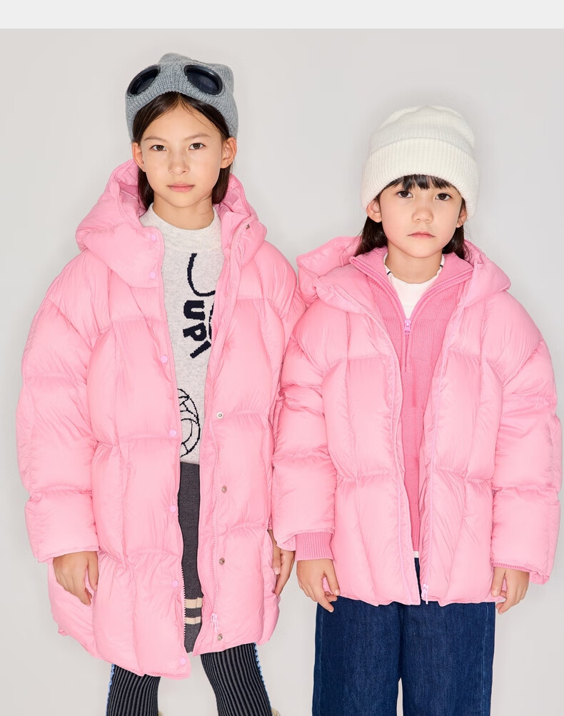 M.Latin Children's Mid-Length down Jacket, 2024 Winter New Style, Girls' down Coat, Rose Pink, 160cm 14