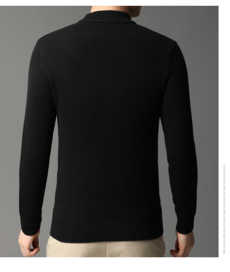 Hengyuanxiang Men's Cashmere Sweater, Autumn And Winter Thickened 100% Pure Cashmere, Business Casual Base Layer Knit Sweater, Winter Warm Clothing 21