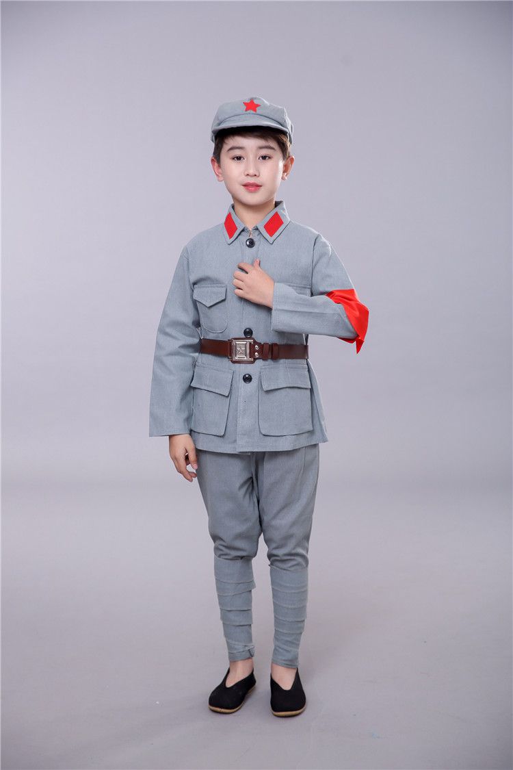 儿童小红军演出衣服元旦儿童八路军演出服套装成人新四军红军影视道具