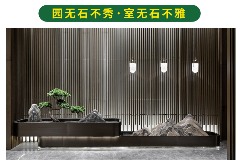 石雕雪浪石切片石景观石室内石头背景墙影壁石日式枯山水组合造景 立