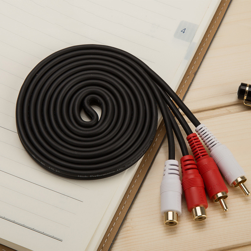 av线二对二音频线双莲花公对公对母对母2对2电视功放dvd音响延长黑色