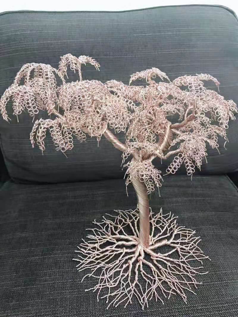 沭之美手工铝线做工艺品字母造型盆景铁丝树发财树网红蛋糕装饰金色铝