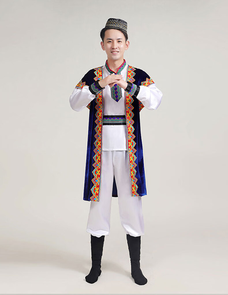 珍妮羊少数民族服装男新疆维吾尔族服饰哈萨克塔塔尔族舞蹈演出服回族