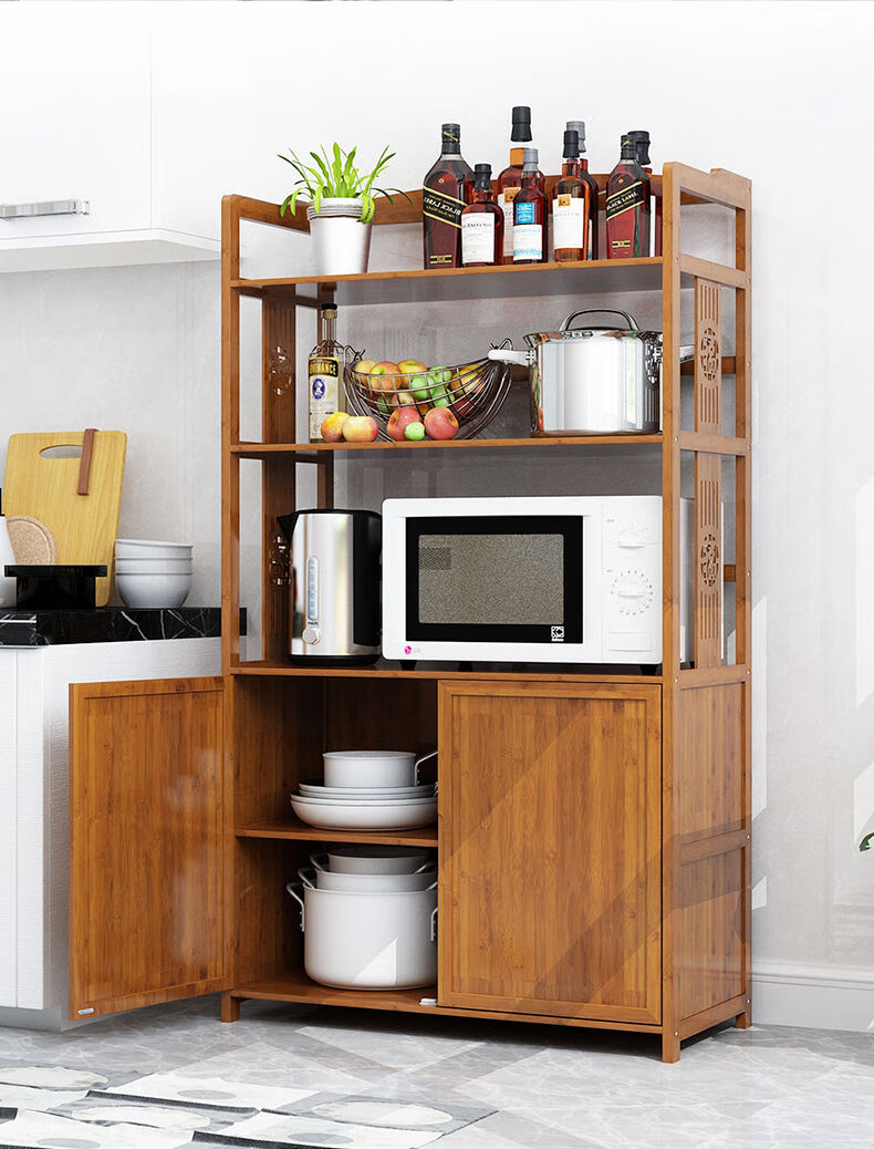 碗柜橱柜厨房收纳架多功能家用微波炉置物架餐边柜灶台柜 加固3层60款